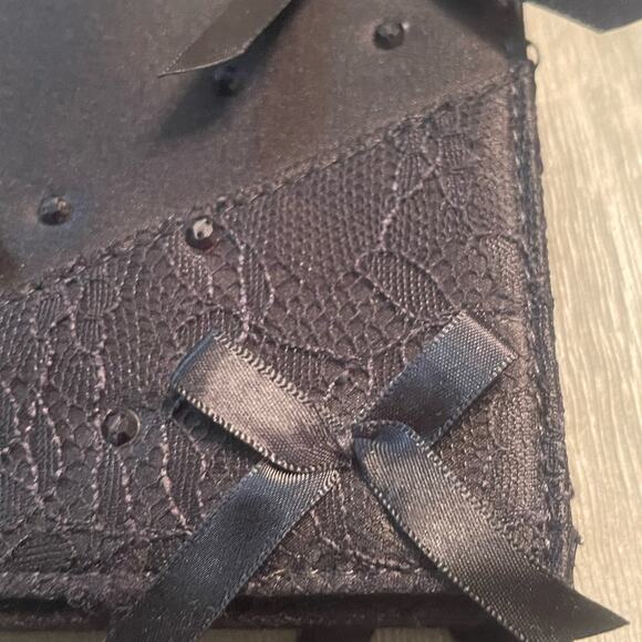 Prabal Gurung Neiman Marcus Black Lace Bows Sequins Evening Clutch Purse Girly - Picture 8 of 13